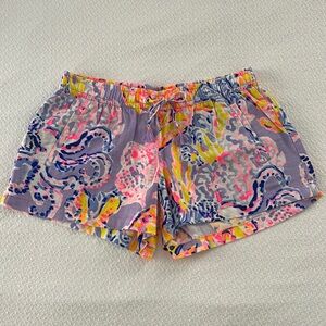 Lilly Pulitzer Sz S Purple/Multi Color Linen Drawstring Shorts